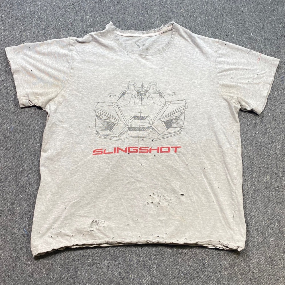Slingshot Graphic TShirt Sz XL Mens Grey Grunge Thrashed Polaris‎ Roadster Moto